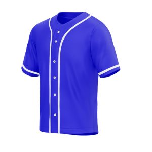 blank blue & white full button baseball jersey for men