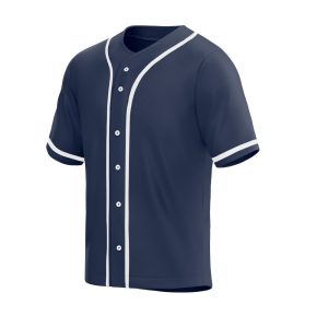 blank navy full button baseball jersey for men