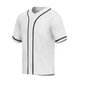 blank white & black full button baseball jersey for men