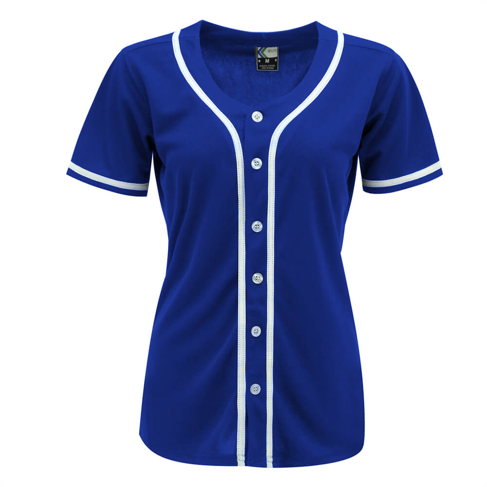 blank blue & white full button baseball jersey for women blank blue & white full button baseball jersey for women