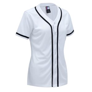 white & black full button baseball jersey for women
